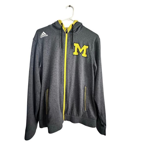 Adidas Gray & Yellow UNIVERSITY OF MICHIGAN Full Zip Climawarm Track Jacket S - Picture 4 of 8